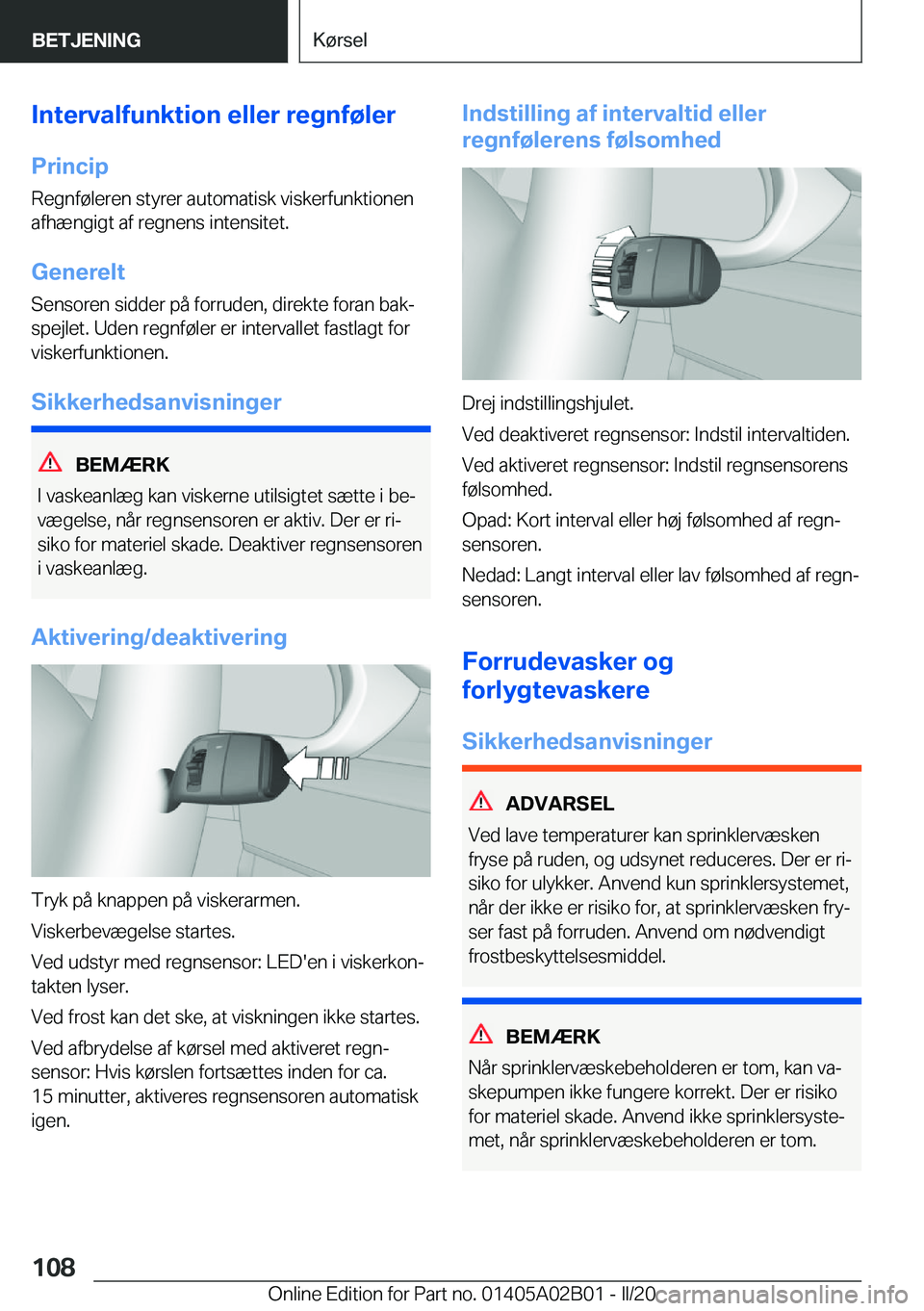BMW X1 2020  InstruktionsbØger (in Danish) �I�n�t�e�r�v�a�l�f�u�n�k�t�i�o�n��e�l�l�e�r��r�e�g�n�f�