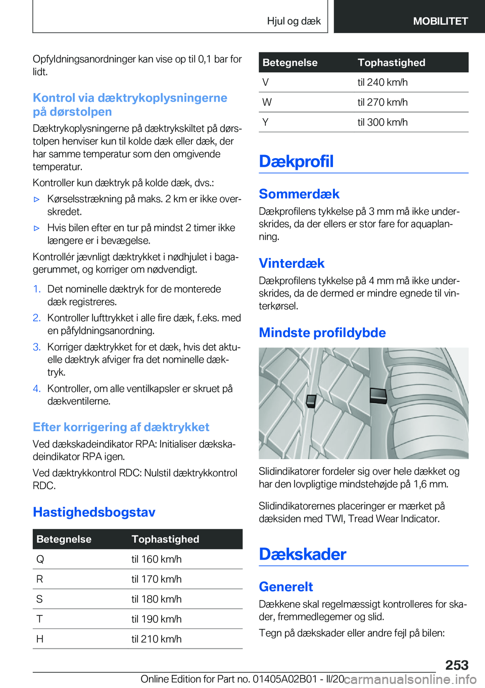 BMW X1 2020  InstruktionsbØger (in Danish) �O�p�f�y�l�d�n�i�n�g�s�a�n�o�r�d�n�i�n�g�e�r��k�a�n��v�i�s�e��o�p��t�i�l��0�,�1��b�a�r��f�o�r�l�i�d�t�.
�K�o�n�t�r�o�l��v�i�a��d�æ�k�t�r�y�k�o�p�l�y�s�n�i�n�g�e�r�n�e�p�å��d�