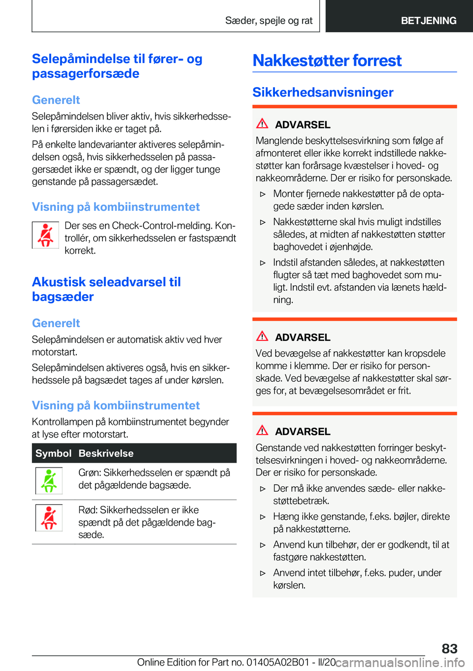 BMW X1 2020  InstruktionsbØger (in Danish) �S�e�l�e�p�å�m�i�n�d�e�l�s�e��t�i�l��f�