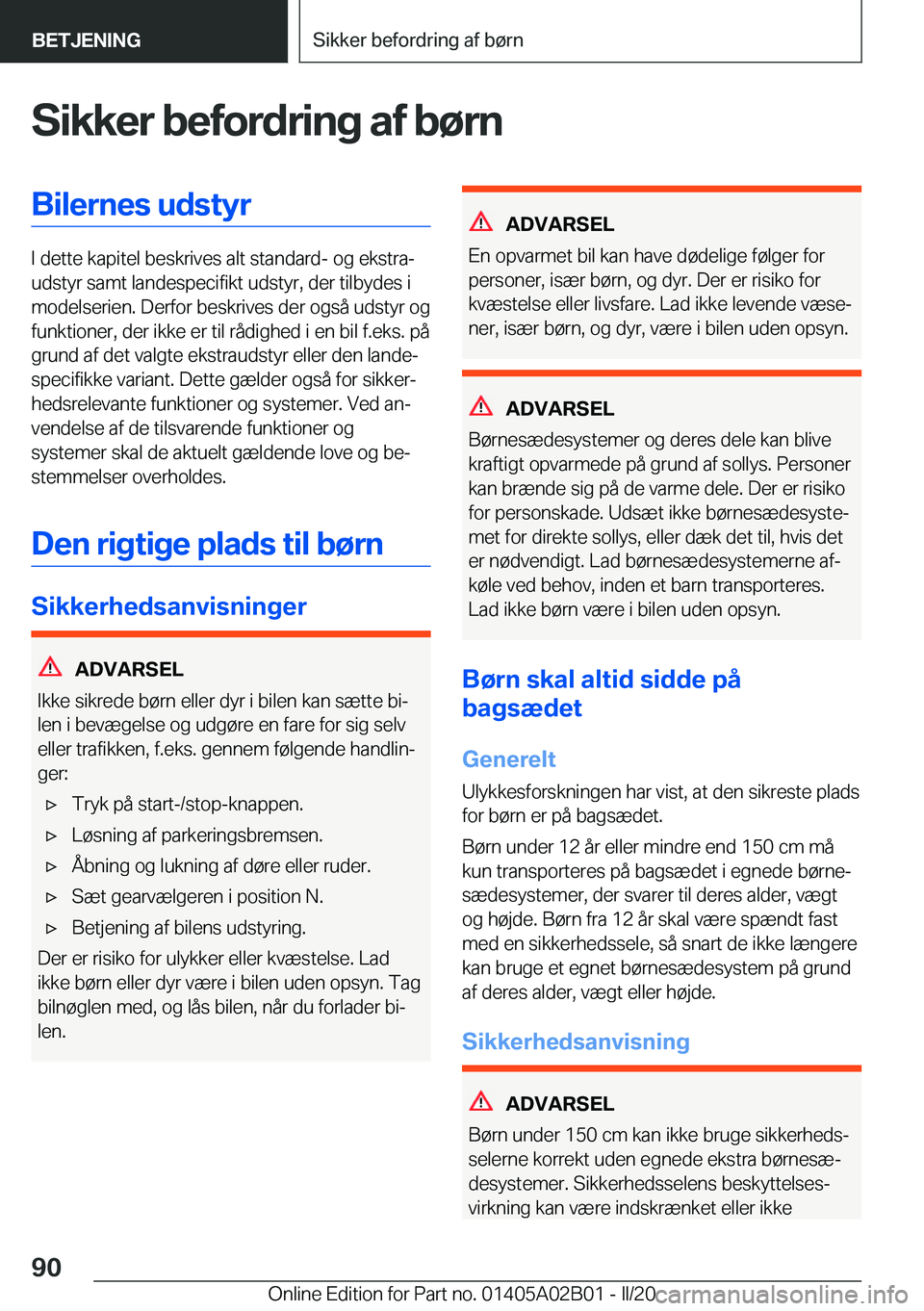 BMW X1 2020  InstruktionsbØger (in Danish) �S�i�k�k�e�r��b�e�f�o�r�d�r�i�n�g��a�f��b�