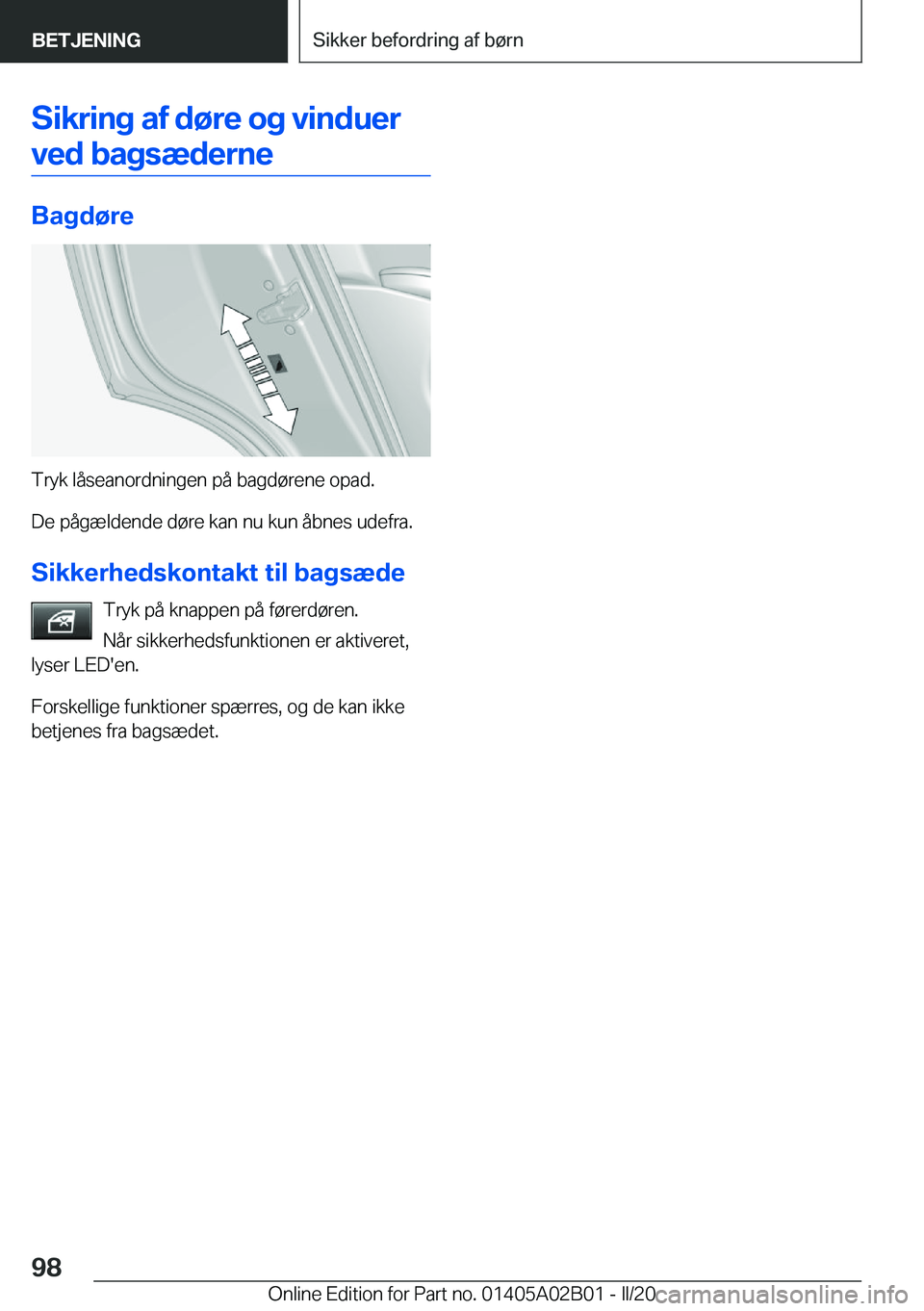 BMW X1 2020  InstruktionsbØger (in Danish) �S�i�k�r�i�n�g��a�f��d�