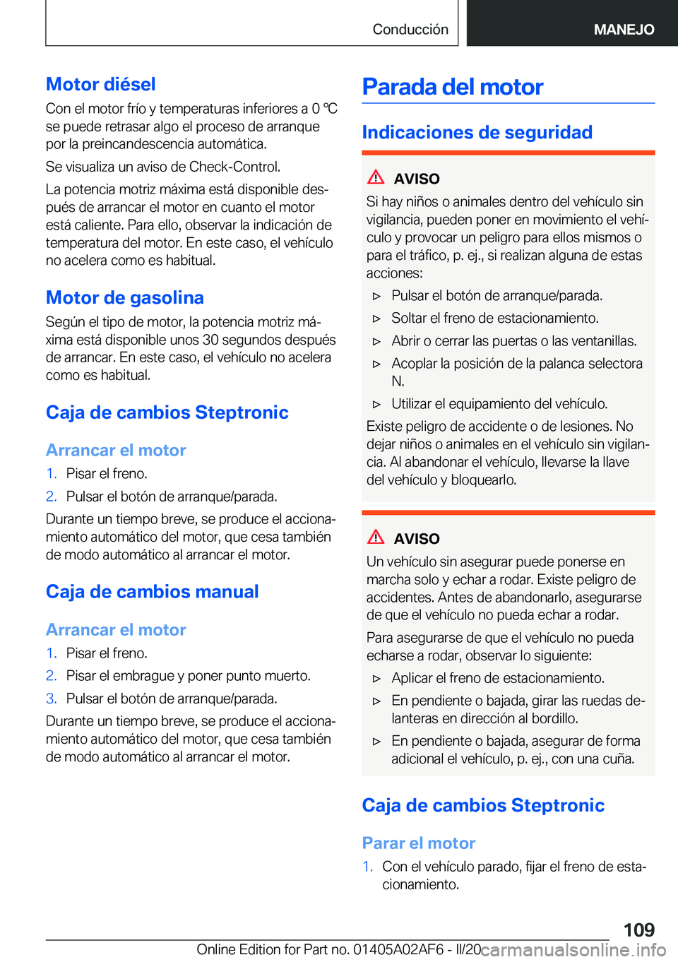BMW X1 2020  Manuales de Empleo (in Spanish) �M�o�t�o�r��d�i�