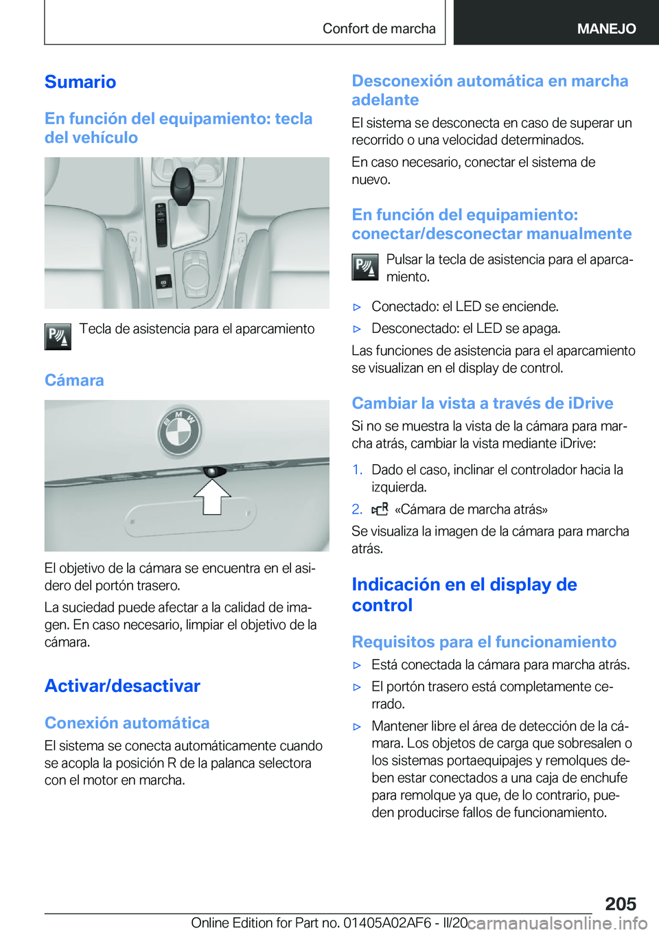 BMW X1 2020  Manuales de Empleo (in Spanish) �S�u�m�a�r�i�o�E�n��f�u�n�c�i�