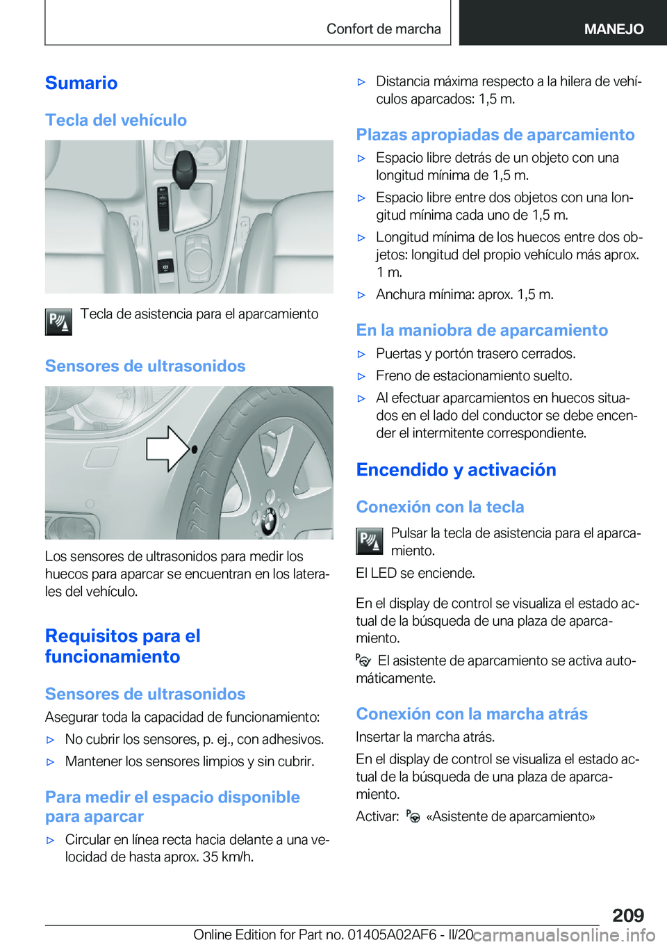 BMW X1 2020  Manuales de Empleo (in Spanish) �S�u�m�a�r�i�o�T�e�c�l�a��d�e�l��v�e�h�
