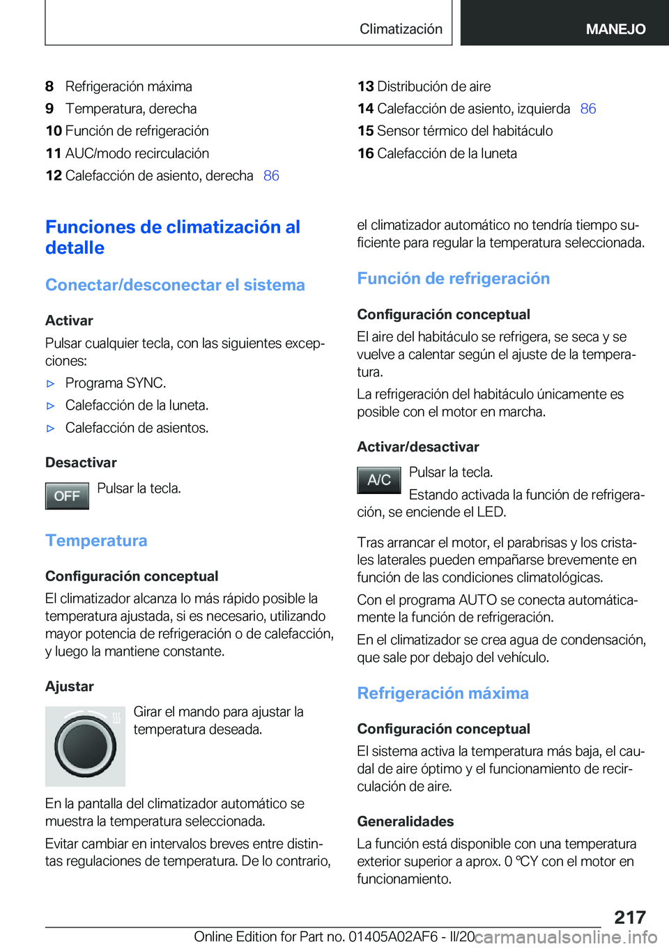 BMW X1 2020  Manuales de Empleo (in Spanish) �8�R�e�f�r�i�g�e�r�a�c�i�