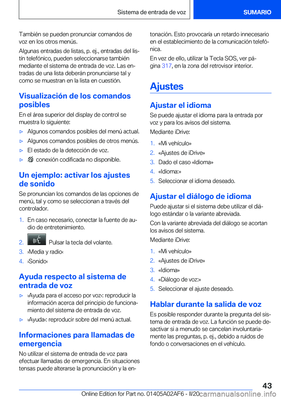 BMW X1 2020  Manuales de Empleo (in Spanish) �T�a�m�b�i�