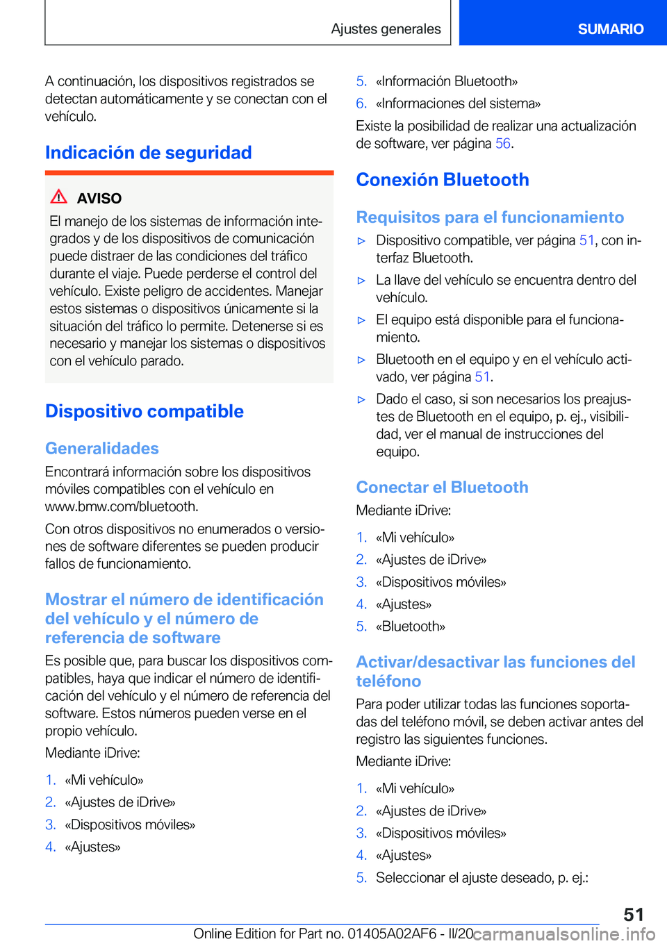BMW X1 2020  Manuales de Empleo (in Spanish) �A��c�o�n�t�i�n�u�a�c�i�