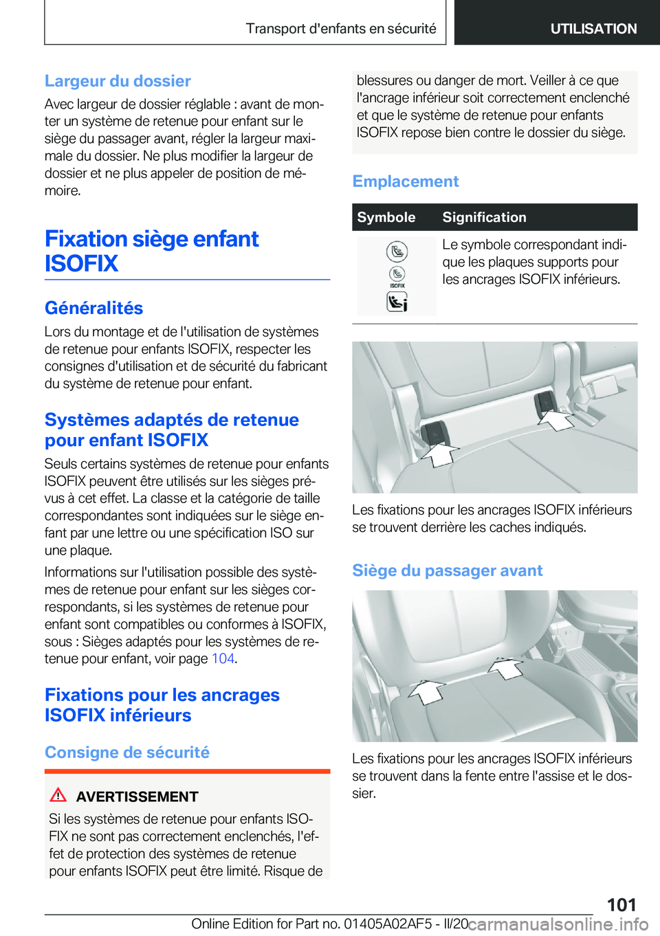 BMW X1 2020  Notices Demploi (in French) �L�a�r�g�e�u�r��d�u��d�o�s�s�i�e�r
�A�v�e�c��l�a�r�g�e�u�r��d�e��d�o�s�s�i�e�r��r�é�g�l�a�b�l�e��:��a�v�a�n�t��d�e��m�o�nj
�t�e�r��u�n��s�y�s�t�è�m�e��d�e��r�e�t�e�n�u�e��p�o�u�r��e