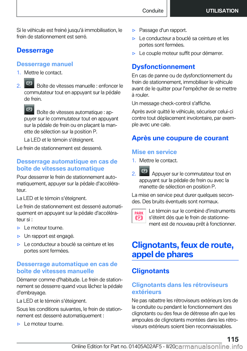BMW X1 2020  Notices Demploi (in French) �S�i��l�e��v�é�h�i�c�u�l�e��e�s�t��f�r�e�i�n�é��j�u�s�q�u�'�