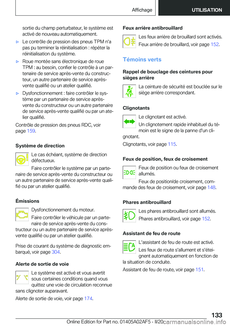 BMW X1 2020  Notices Demploi (in French) �s�o�r�t�i�e��d�u��c�h�a�m�p��p�e�r�t�u�r�b�a�t�e�u�r�,��l�e��s�y�s�t�è�m�e��e�s�t�a�c�t�i�v�é��d�e��n�o�u�v�e�a�u��a�u�t�o�m�a�t�i�q�u�e�m�e�n�t�.'x�L�e��c�o�n�t�r�