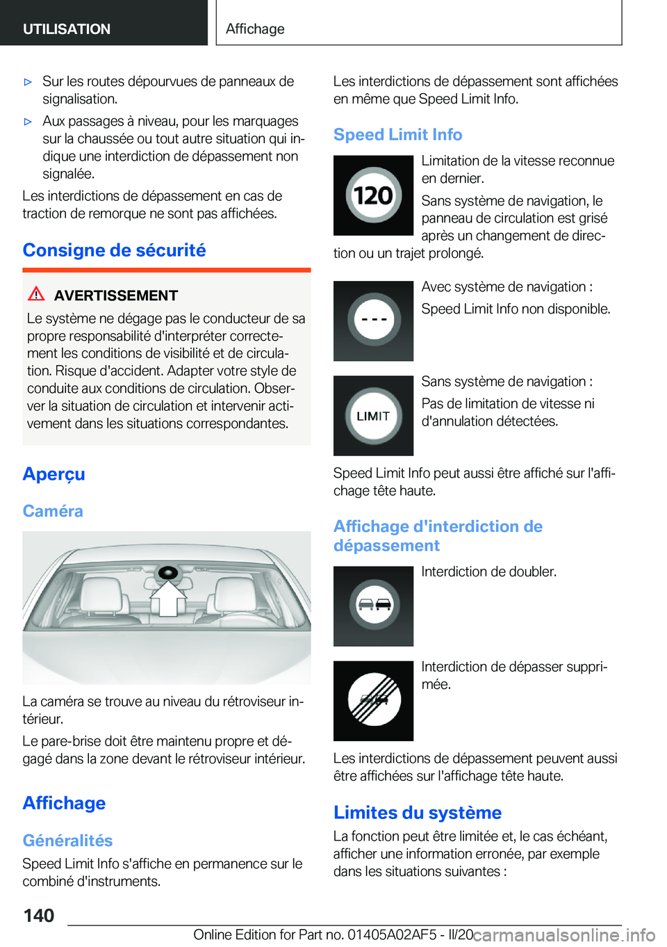 BMW X1 2020  Notices Demploi (in French) 'x�S�u�r��l�e�s��r�o�u�t�e�s��d�é�p�o�u�r�v�u�e�s��d�e��p�a�n�n�e�a�u�x��d�e
�s�i�g�n�a�l�i�s�a�t�i�o�n�.'x�A�u�x��p�a�s�s�a�g�e�s��