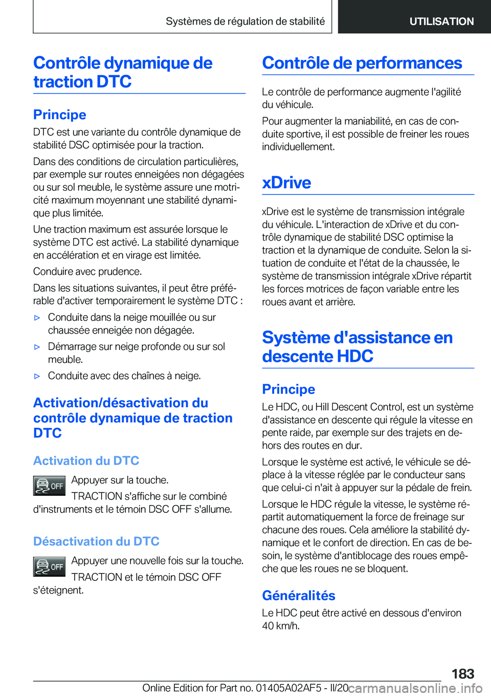 BMW X1 2020  Notices Demploi (in French) �C�o�n�t�r�