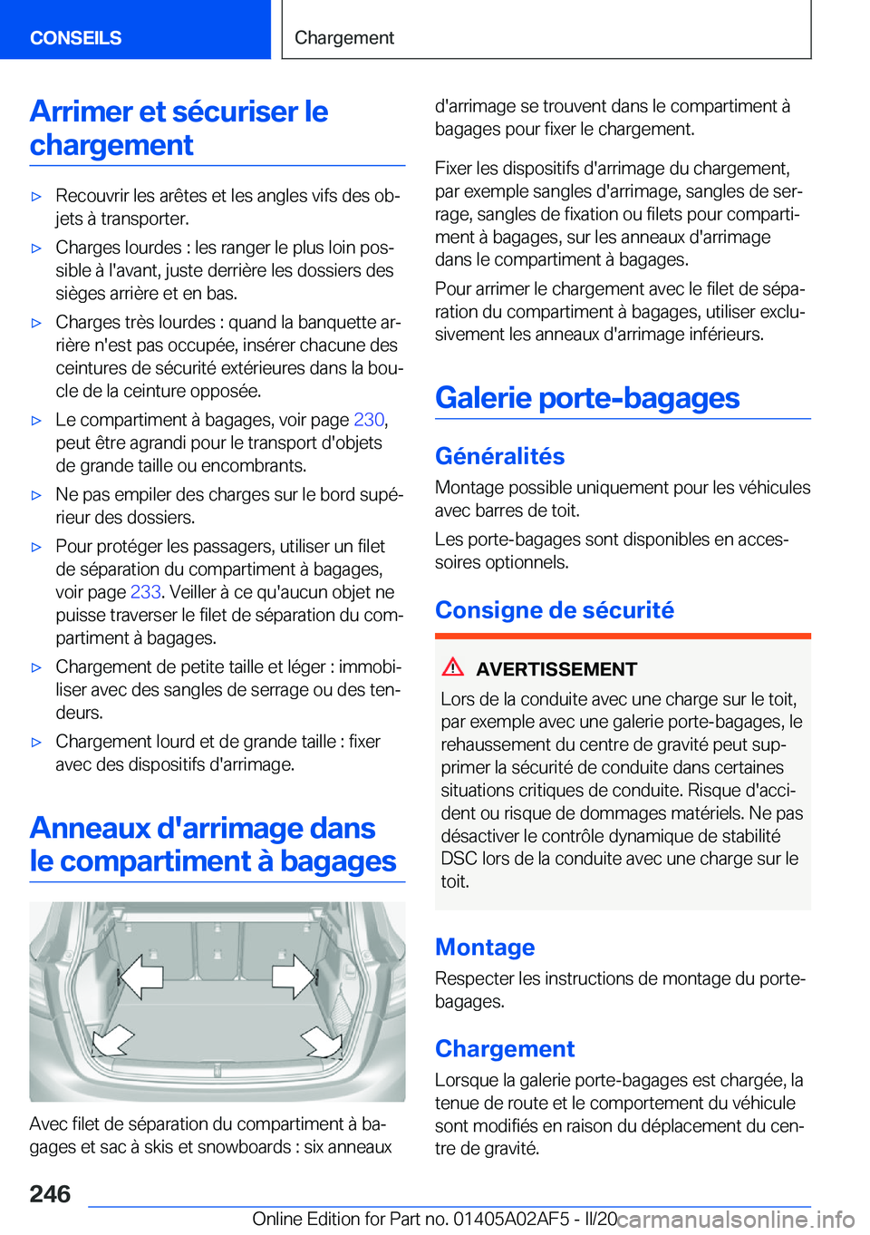BMW X1 2020  Notices Demploi (in French) �A�r�r�i�m�e�r��e�t��s�é�c�u�r�i�s�e�r��l�e�c�h�a�r�g�e�m�e�n�t'x�R�e�c�o�u�v�r�i�r��l�e�s��a�r�ê�t�e�s��e�t��l�e�s��a�n�g�l�e�s��v�i�f�s��d�e�s��o�bj
�j�e�t�s��