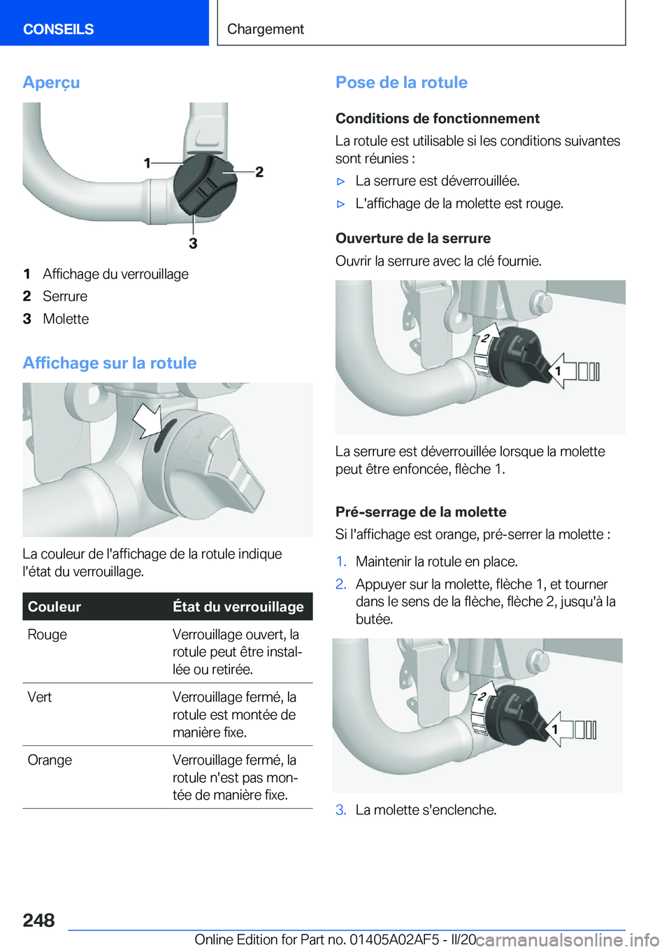 BMW X1 2020  Notices Demploi (in French) �A�p�e�r�ç�u�1�A�f�f�i�c�h�a�g�e��d�u��v�e�r�r�o�u�i�l�l�a�g�e�2�S�e�r�r�u�r�e�3�M�o�l�e�t�t�e
�A�f�f�i�c�h�a�g�e��s�u�r��l�a��r�o�t�u�l�e
�L�a��c�o�u�l�e�u�r��d�e��l�'�a�f�f�i�c�h�a�g�e�