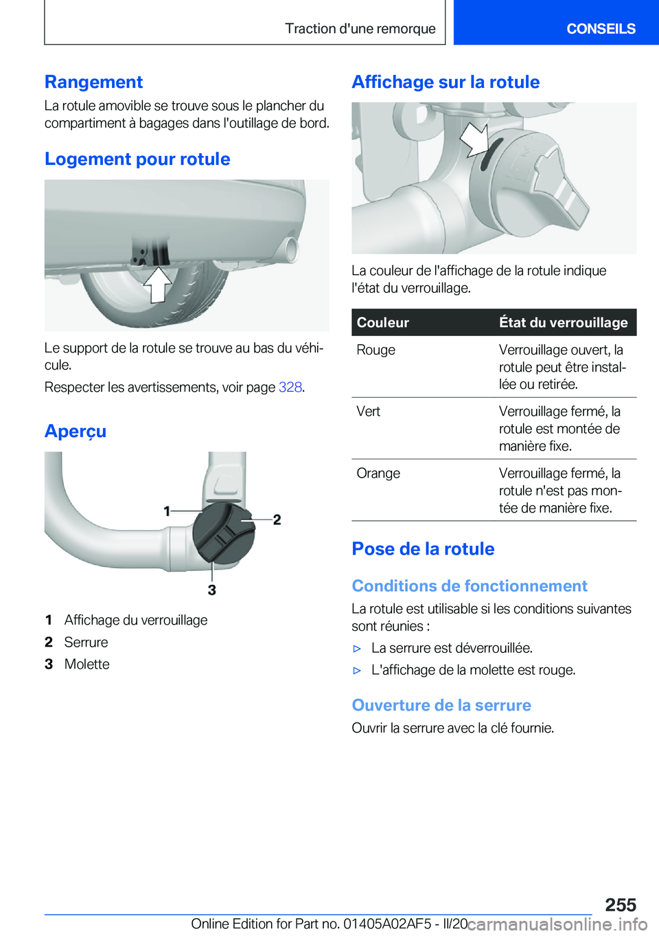 BMW X1 2020  Notices Demploi (in French) �R�a�n�g�e�m�e�n�t
�L�a��r�o�t�u�l�e��a�m�o�v�i�b�l�e��s�e��t�r�o�u�v�e��s�o�u�s��l�e��p�l�a�n�c�h�e�r��d�u
�c�o�m�p�a�r�t�i�m�e�n�t��