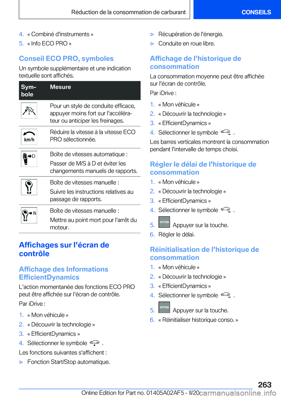BMW X1 2020  Notices Demploi (in French) �4�.�k��C�o�m�b�i�n�é��d�'�i�n�s�t�r�u�m�e�n�t�s��{�5�.�k��I�n�f�o��E�C�O��P�R�O��{
�C�o�n�s�e�i�l��E�C�O��P�R�O�,��s�y�m�b�o�l�e�s
�U�n��s�y�m�b�o�l�e��s�u�p�p�l�é�m�e�n�t�a�i�r�e�