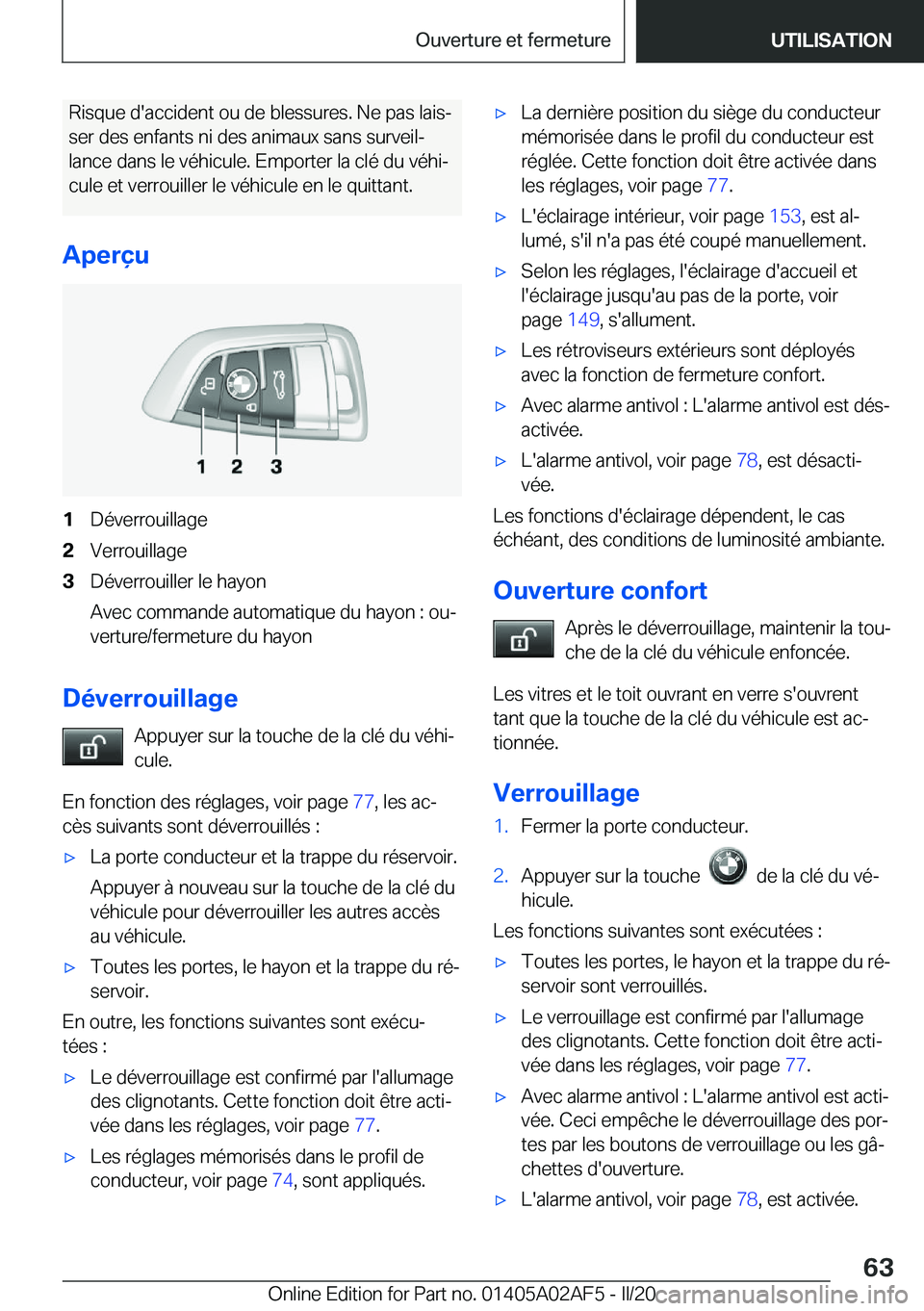 BMW X1 2020  Notices Demploi (in French) �R�i�s�q�u�e��d�'�a�c�c�i�d�e�n�t��o�u��d�e��b�l�e�s�s�u�r�e�s�.��N�e��p�a�s��l�a�i�sj�s�e�r��d�e�s��e�n�f�a�n�t�s��n�i��d�e�s��a�n�i�m�a�u�x��s�a�n�s��s�u�r�v�e�i�lj
�l�a�n�c�e��