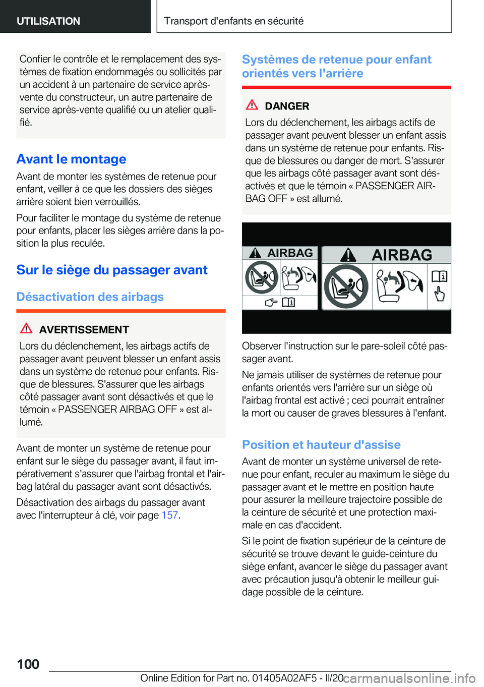 BMW X1 2020  Notices Demploi (in French) �C�o�n�f�i�e�r��l�e��c�o�n�t�r�