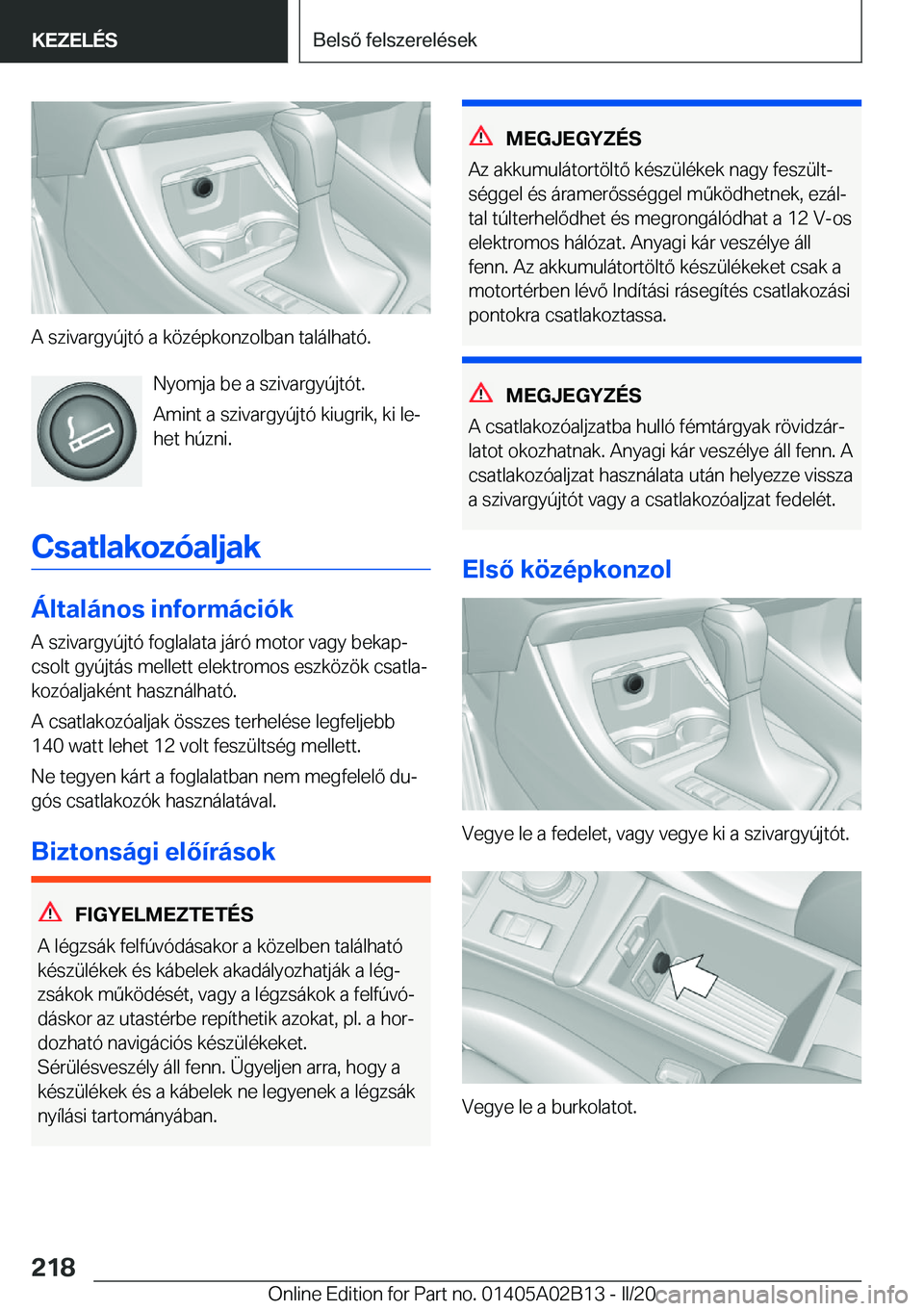 BMW X1 2020  Kezelési útmutató (in Hungarian) �A��s�z�i�v�a�r�g�y�