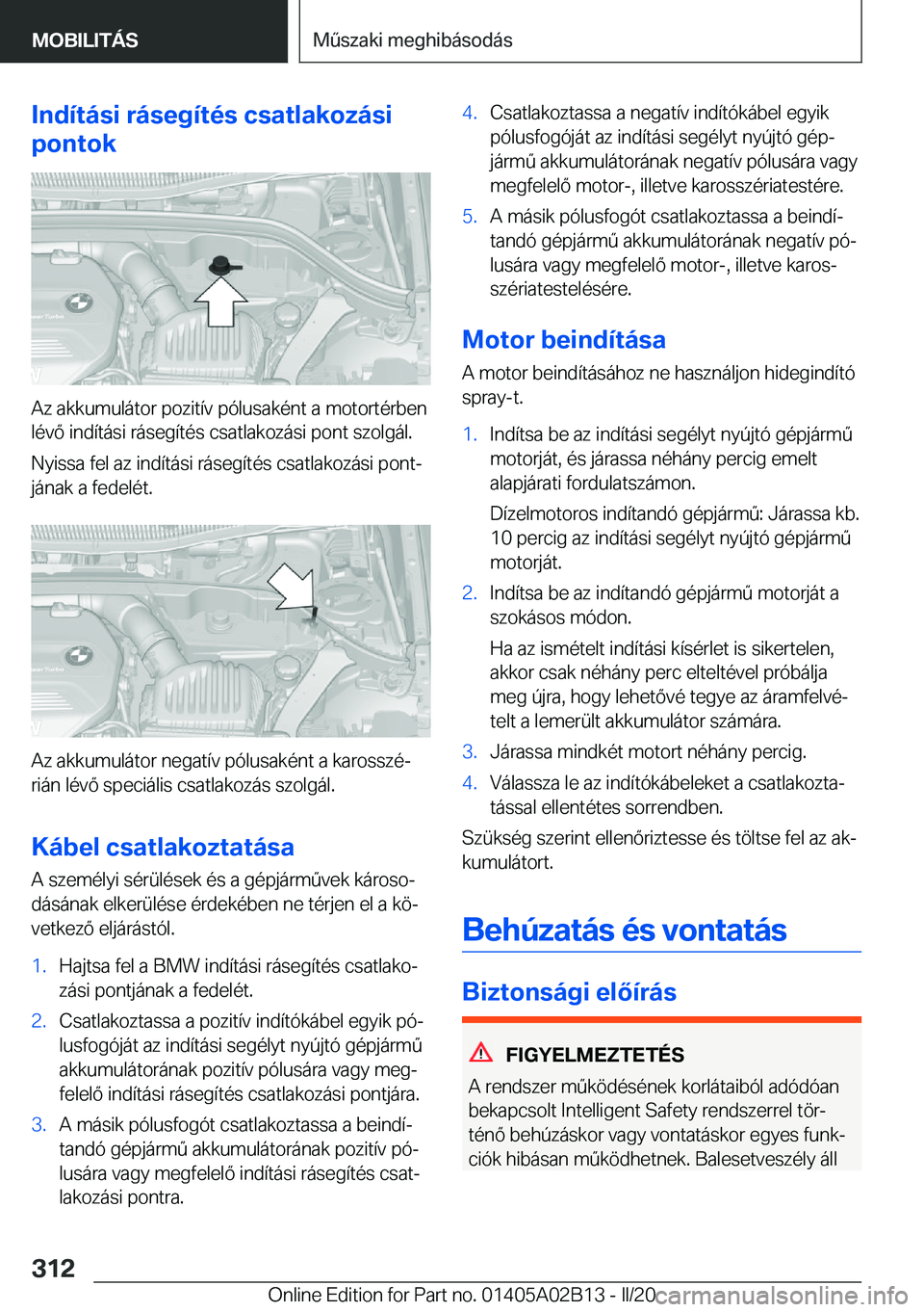 BMW X1 2020  Kezelési útmutató (in Hungarian) �I�n�d�