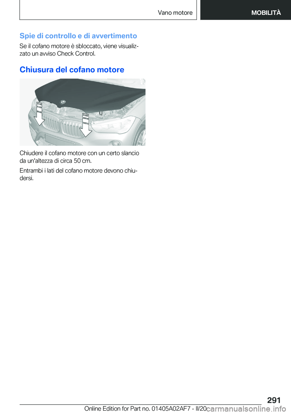 BMW X1 2020  Libretti Di Uso E manutenzione (in Italian) �S�p�i�e��d�i��c�o�n�t�r�o�l�l�o��e��d�i��a�v�v�e�r�t�i�m�e�n�t�o
�S�e��i�l��c�o�f�a�n�o��m�o�t�o�r�e��è��s�b�l�o�c�c�a�t�o�,��v�i�e�n�e��v�i�s�u�a�l�i�zª �z�a�t�o��u�n��a�v�v�i�s�o�