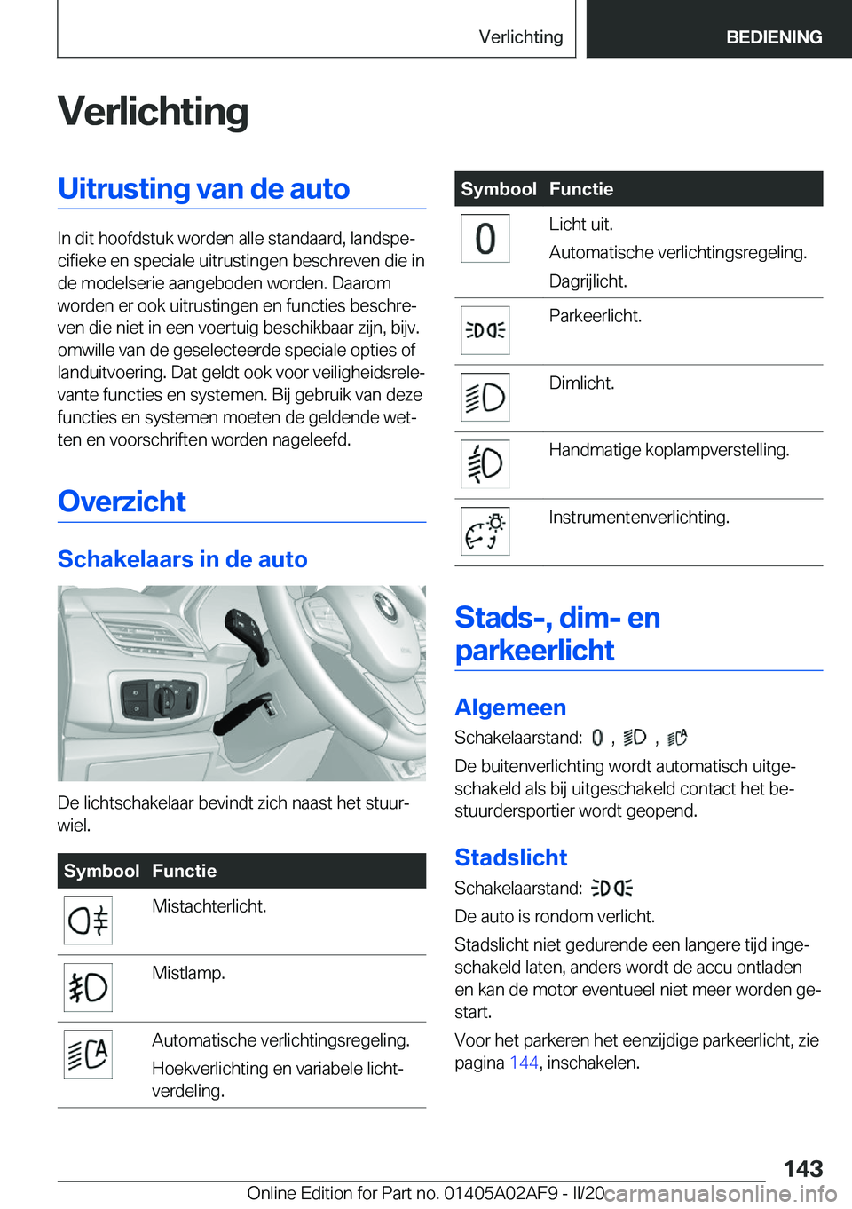 BMW X1 2020  Instructieboekjes (in Dutch) �V�e�r�l�i�c�h�t�i�n�g�U�i�t�r�u�s�t�i�n�g��v�a�n��d�e��a�u�t�o
�I�n��d�i�t��h�o�o�f�d�s�t�u�k��w�o�r�d�e�n��a�l�l�e��s�t�a�n�d�a�a�r�d�,��l�a�n�d�s�p�ej�c�i�f�i�e�k�e��e�n��s�p�e�c�i�a�l�
