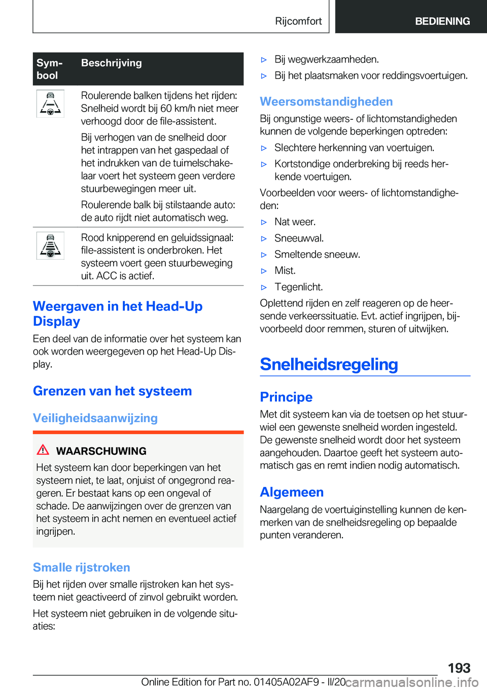 BMW X1 2020  Instructieboekjes (in Dutch) �S�y�mj
�b�o�o�l�B�e�s�c�h�r�i�j�v�i�n�g�R�o�u�l�e�r�e�n�d�e��b�a�l�k�e�n��t�i�j�d�e�n�s��h�e�t��r�i�j�d�e�n�:
�S�n�e�l�h�e�i�d��w�o�r�d�t��b�i�j��6�0��k�m�/�h��n�i�e�t��m�e�e�r
�v�e�r�h�o�