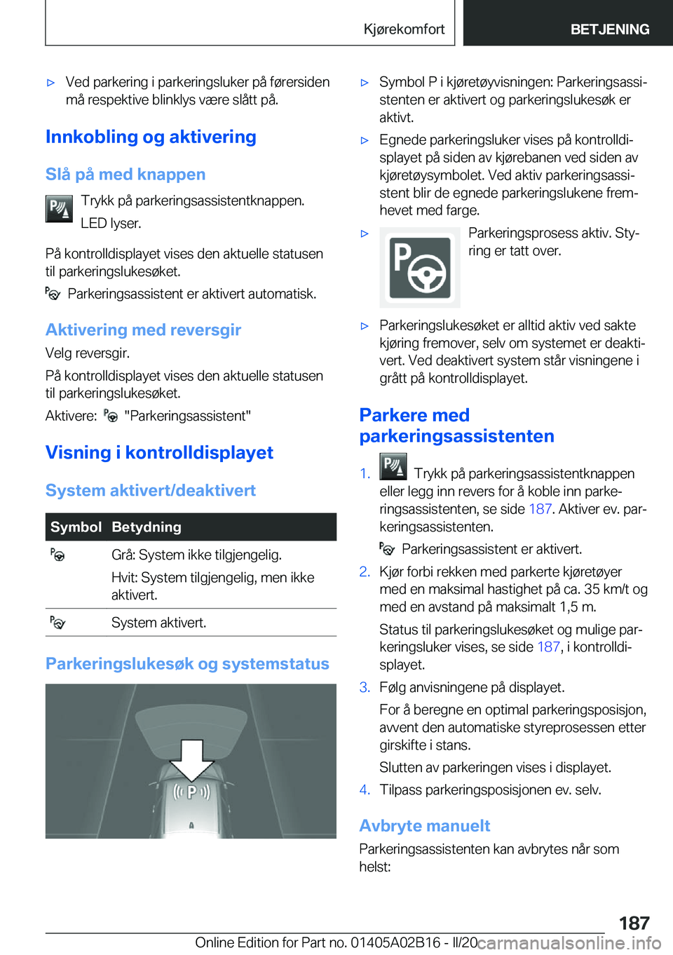 BMW X1 2020  InstruksjonsbØker (in Norwegian) x�V�e�d��p�a�r�k�e�r�i�n�g��i��p�a�r�k�e�r�i�n�g�s�l�u�k�e�r��p�å��f�