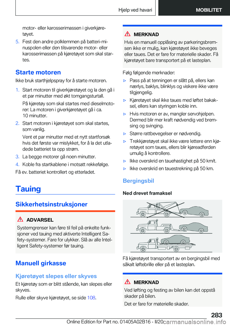 BMW X1 2020  InstruksjonsbØker (in Norwegian) �m�o�t�o�r�-��e�l�l�e�r��k�a�r�o�s�s�e�r�i�m�a�s�s�e�n��i��g�i�v�e�r�k�j�