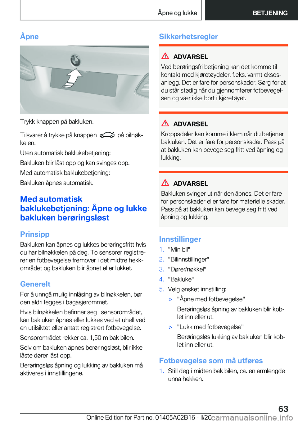 BMW X1 2020  InstruksjonsbØker (in Norwegian) �