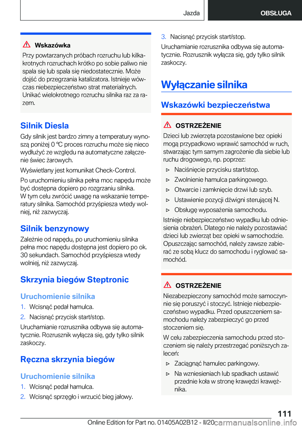 BMW X1 2020  Instrukcja obsługi (in Polish) �W�s�k�a�z�