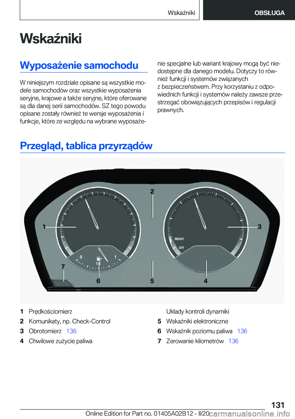 BMW X1 2020  Instrukcja obsługi (in Polish) �W�s�k�a7�n�i�k�i�W�y�p�o�s�a9�e�n�i�e��s�a�m�o�c�h�o�d�u
�W��n�i�n�i�e�j�s�z�y�m��r�o�z�d�z�i�a�l�e��o�p�i�s�a�n�e��s�