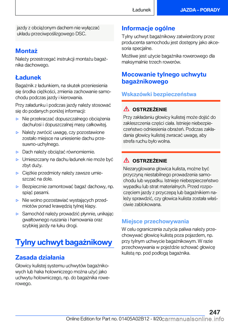BMW X1 2020  Instrukcja obsługi (in Polish) �j�a�z�d�y��z��o�b�c�i�