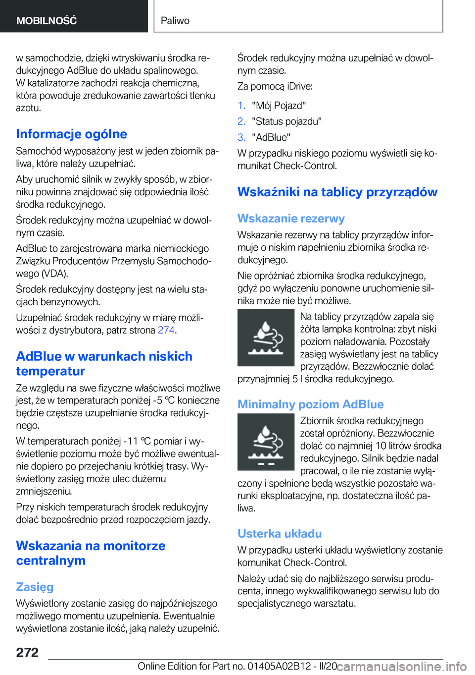 BMW X1 2020  Instrukcja obsługi (in Polish) �w��s�a�m�o�c�h�o�d�z�i�e�,��d�z�i�