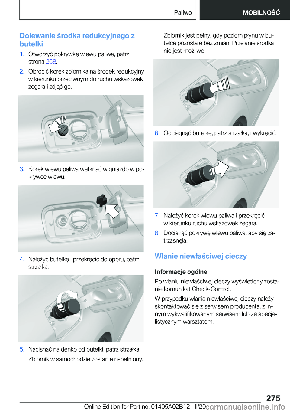 BMW X1 2020  Instrukcja obsługi (in Polish) �D�o�l�e�w�a�n�i�e��r�o�d�k�a��r�e�d�u�k�c�y�j�n�e�g�o��z
�b�u�t�e�l�k�i�1�.�O�t�w�o�r�z�y�