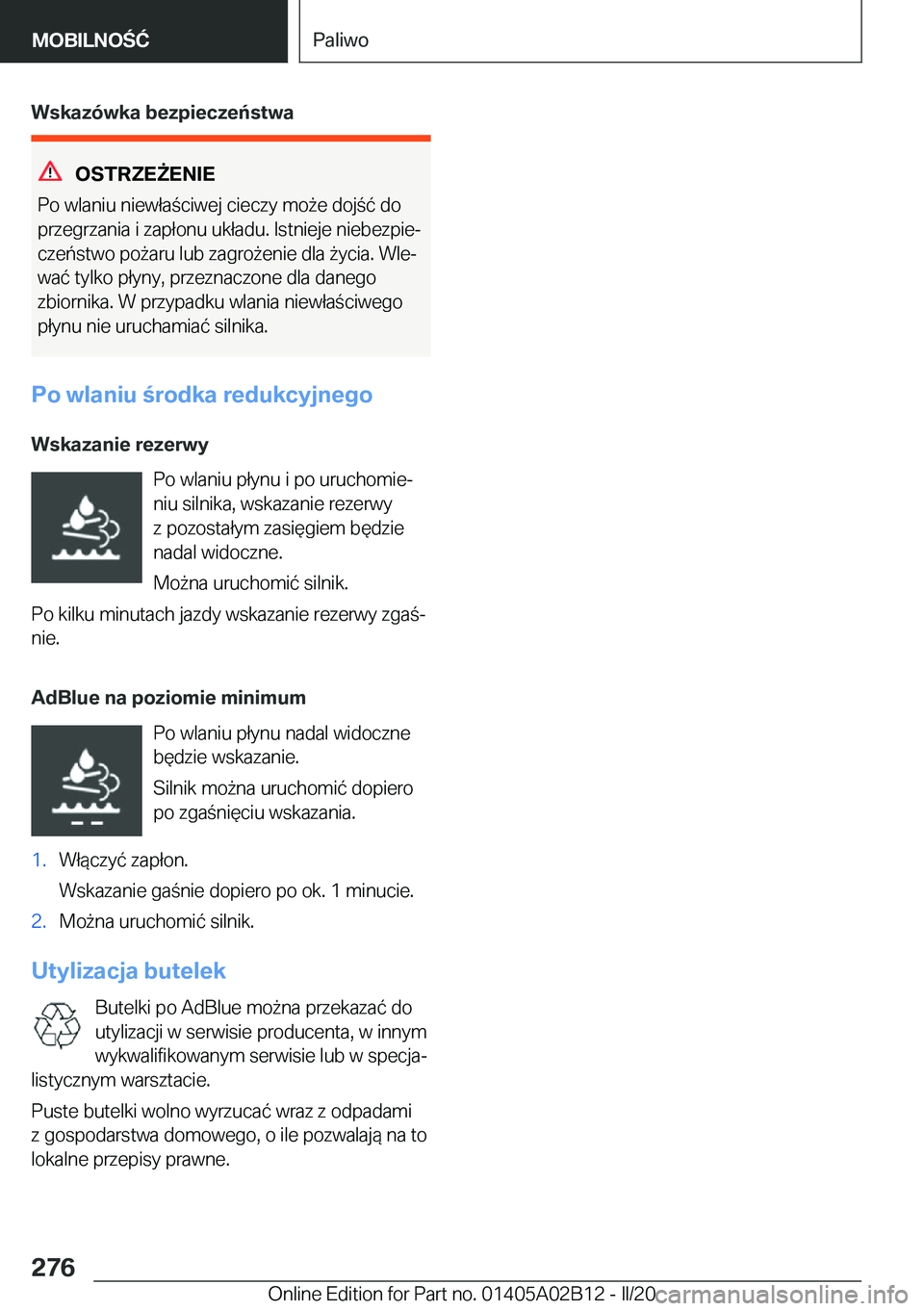 BMW X1 2020  Instrukcja obsługi (in Polish) �W�s�k�a�z�