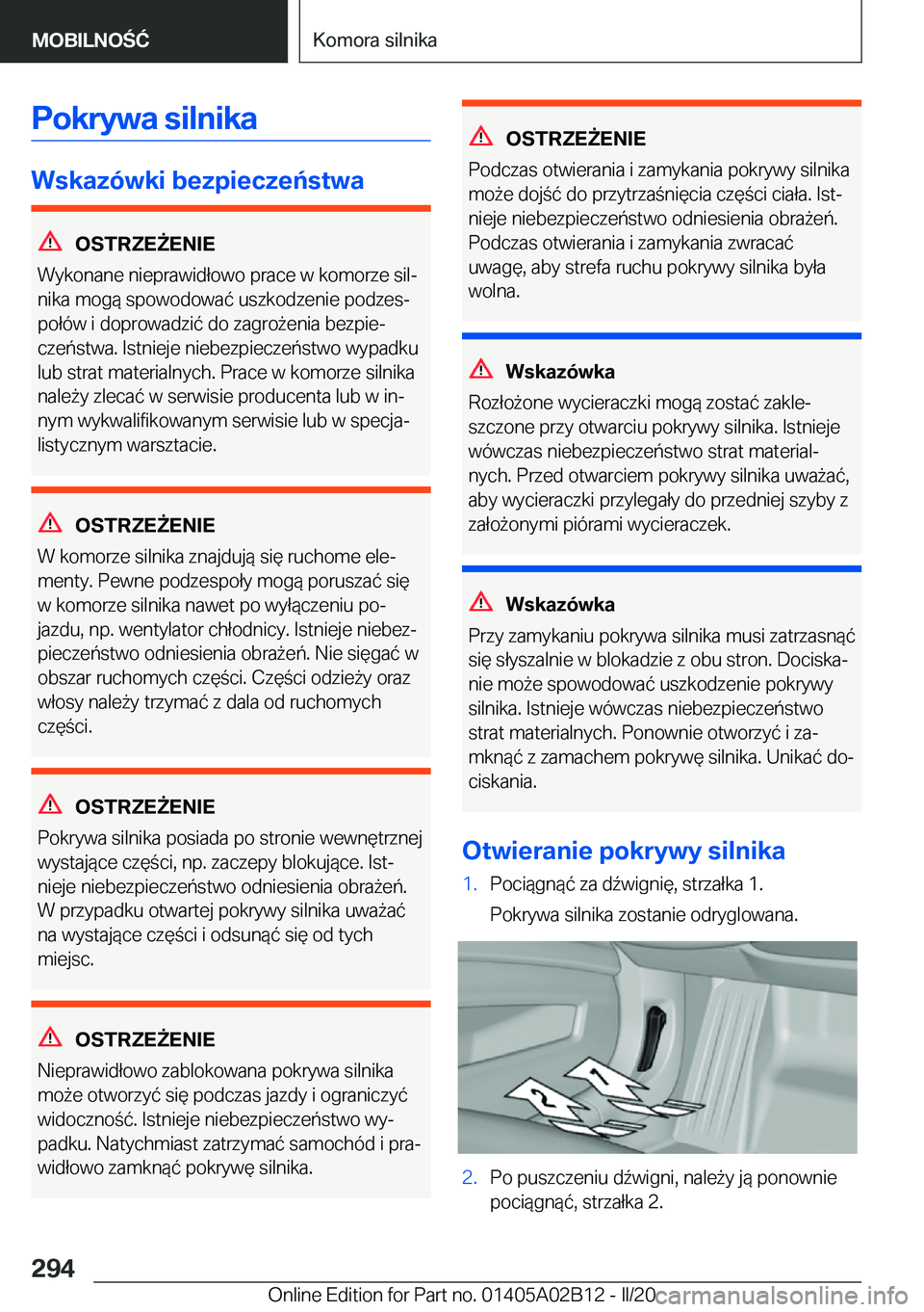 BMW X1 2020  Instrukcja obsługi (in Polish) �P�o�k�r�y�w�a��s�i�l�n�i�k�a
�W�s�k�a�z�