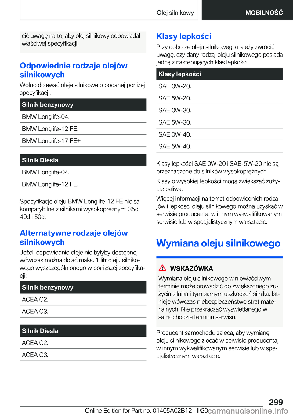 BMW X1 2020  Instrukcja obsługi (in Polish) �c�i�