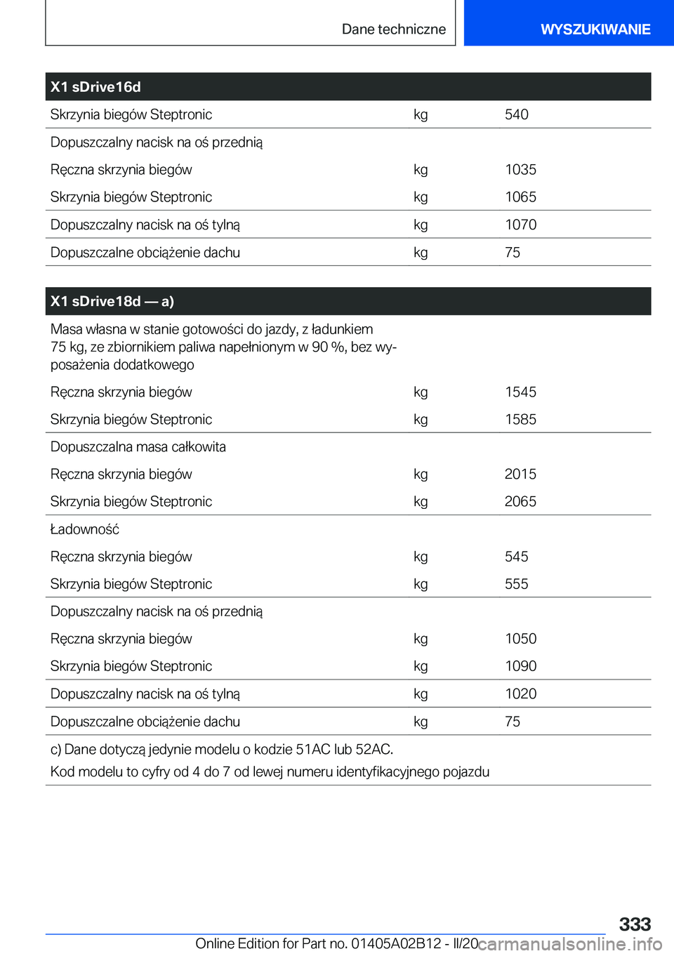 BMW X1 2020  Instrukcja obsługi (in Polish) �X�1��s�D�r�i�v�e�1�6�d�S�k�r�z�y�n�i�a��b�i�e�g�