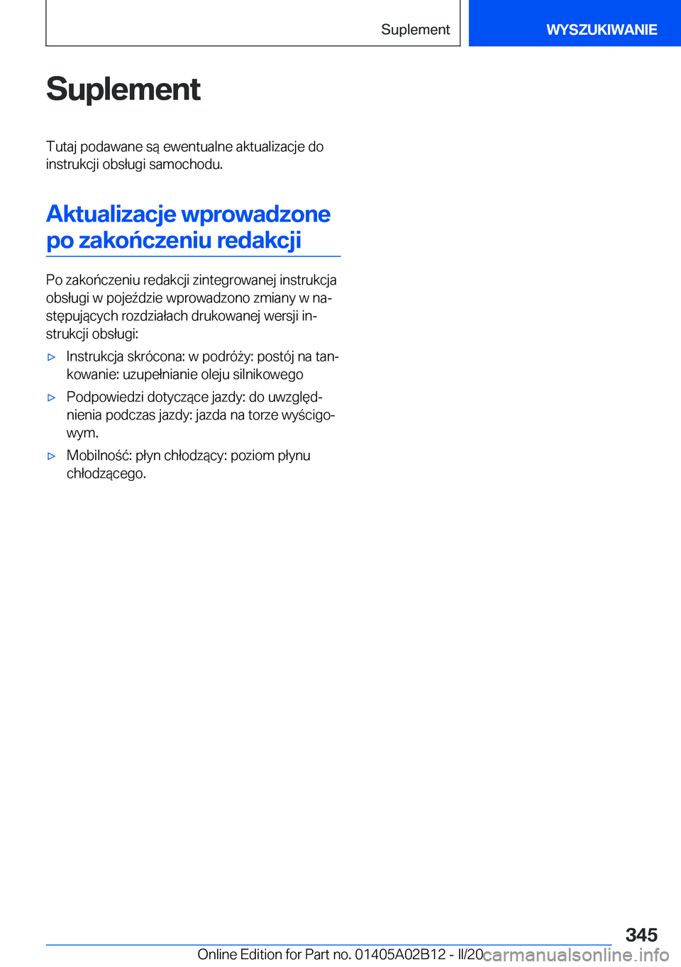 BMW X1 2020  Instrukcja obsługi (in Polish) �S�u�p�l�e�m�e�n�t�T�u�t�a�j��p�o�d�a�w�a�n�e��s�