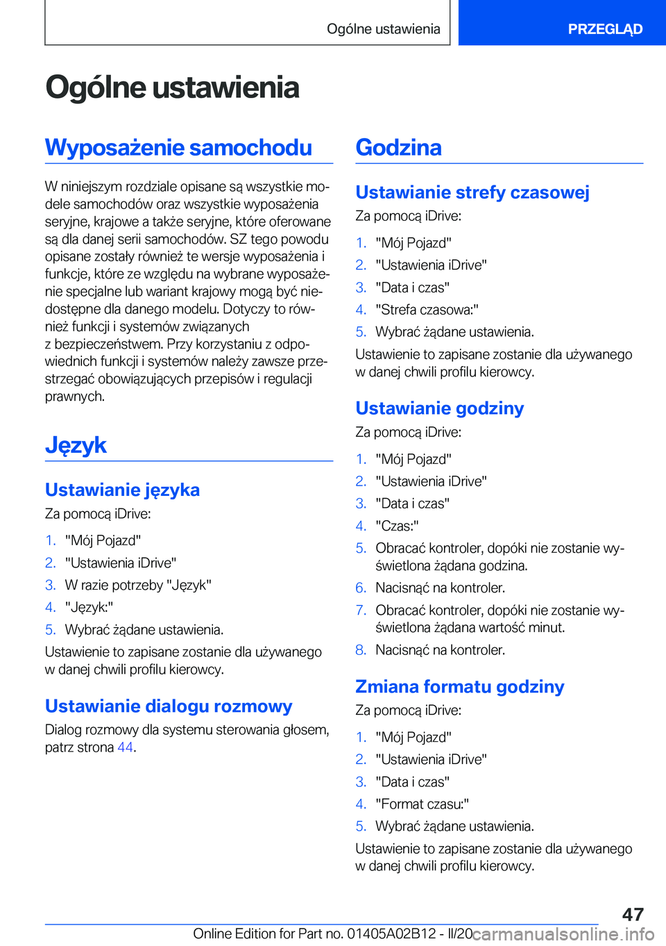 BMW X1 2020  Instrukcja obsługi (in Polish) �O�g�