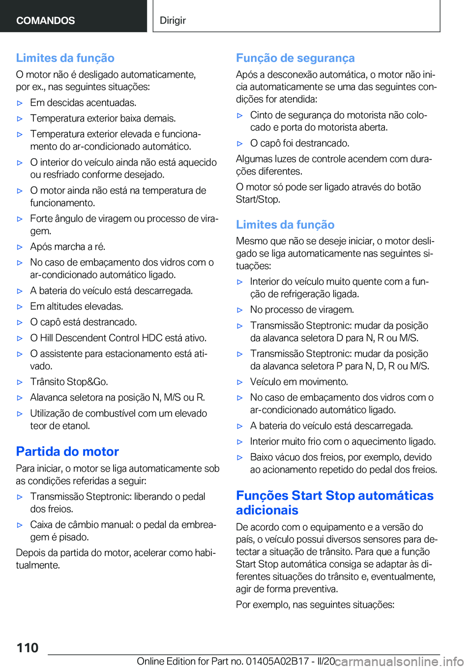 BMW X1 2020  Manual do condutor (in Portuguese) �L�i�m�i�t�e�s��d�a��f�u�n�