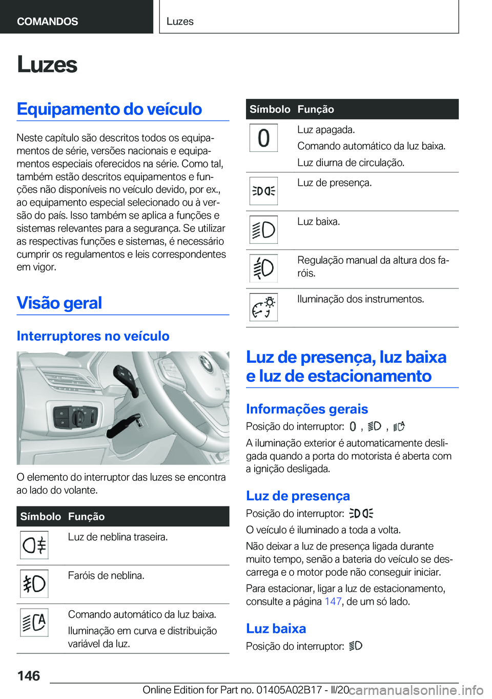 BMW X1 2020  Manual do condutor (in Portuguese) �L�u�z�e�s�E�q�u�i�p�a�m�e�n�t�o��d�o��v�e�