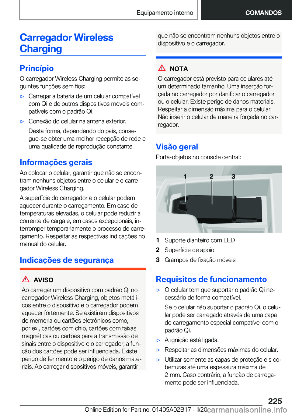 BMW X1 2020  Manual do condutor (in Portuguese) �C�a�r�r�e�g�a�d�o�r��W�i�r�e�l�e�s�s�C�h�a�r�g�i�n�g
�P�r�i�n�c�