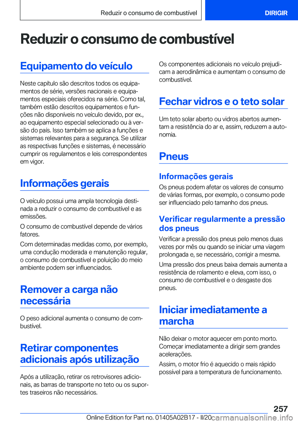 BMW X1 2020  Manual do condutor (in Portuguese) �R�e�d�u�z�i�r��o��c�o�n�s�u�m�o��d�e��c�o�m�b�u�s�t�