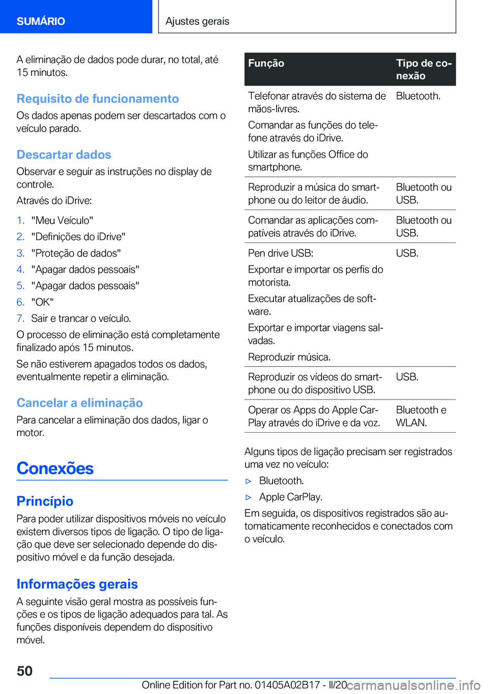 BMW X1 2020  Manual do condutor (in Portuguese) �A��e�l�i�m�i�n�a�