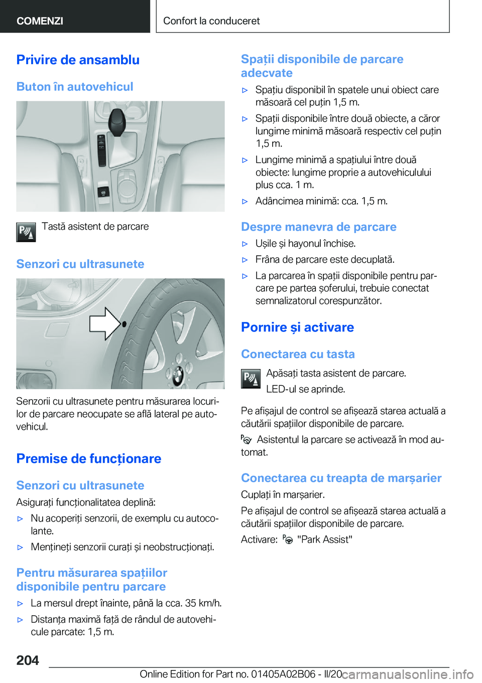 BMW X1 2020  Ghiduri De Utilizare (in Romanian) �P�r�i�v�i�r�e��d�e��a�n�s�a�m�b�l�u
�B�u�t�o�n��