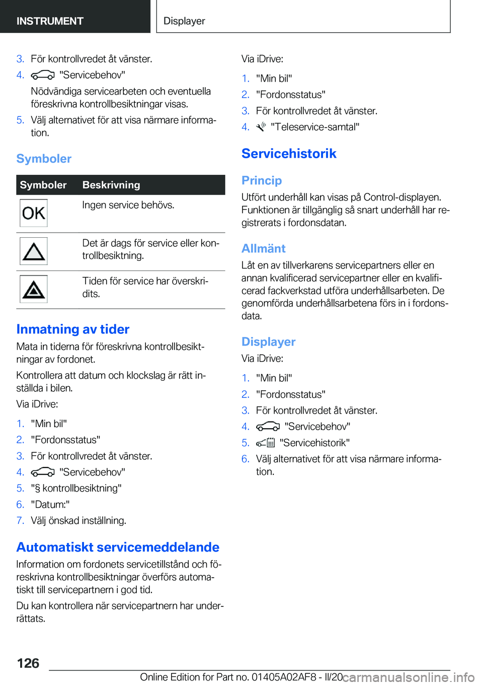 BMW X1 2020  InstruktionsbÖcker (in Swedish) �3�.�F�