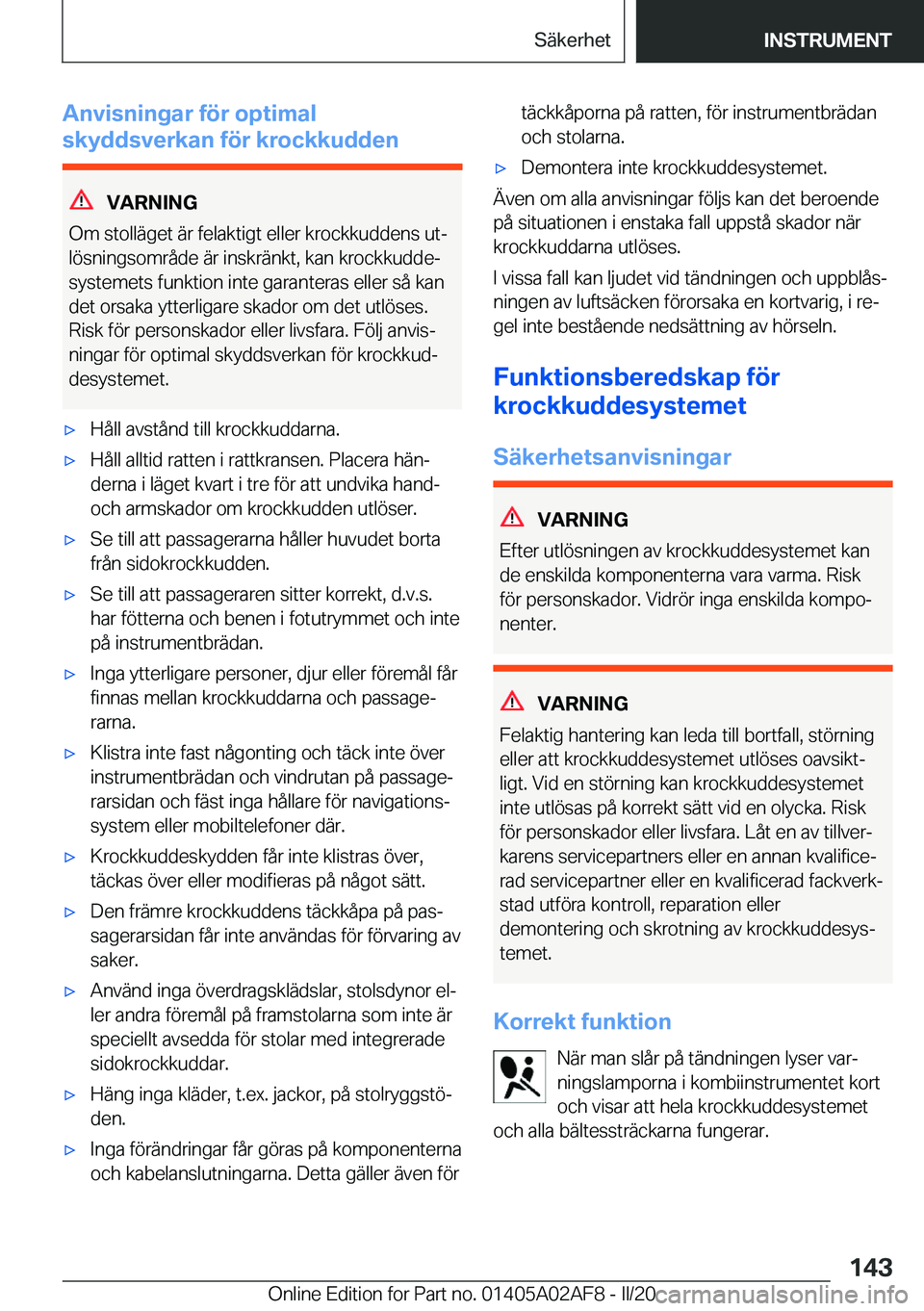 BMW X1 2020  InstruktionsbÖcker (in Swedish) �A�n�v�i�s�n�i�n�g�a�r��f�