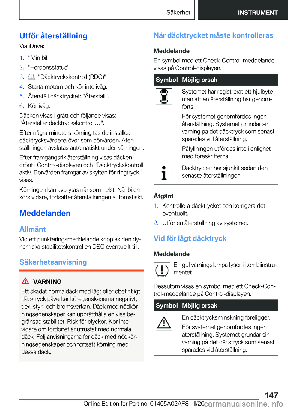 BMW X1 2020  InstruktionsbÖcker (in Swedish) �U�t�f�